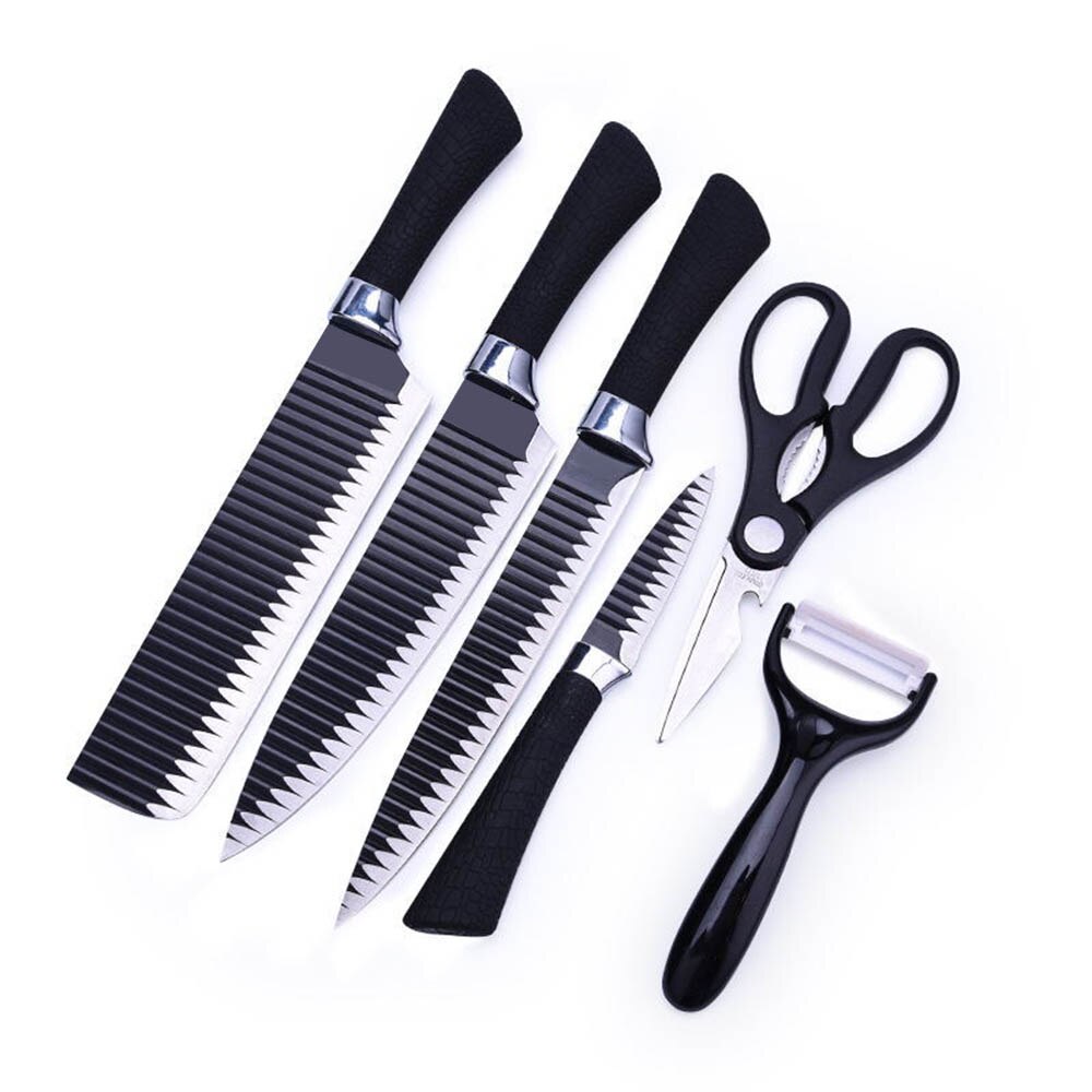 Black Stainless Steel 6pcs/set Kitchen Knife Set Germany Steel Ultra Sharp Blade