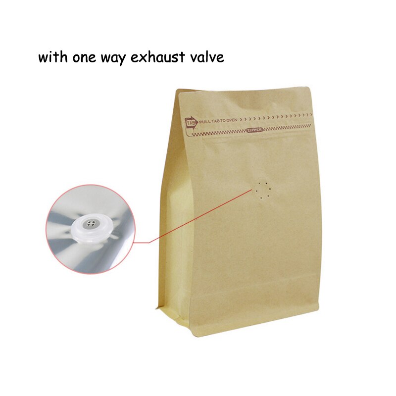 50 stk / mye kraftpapir kaffeventil glidelås posere oppreist folie kaffebønner emballasje oppbevaringsposer: 90 x 185mm / Med ventil