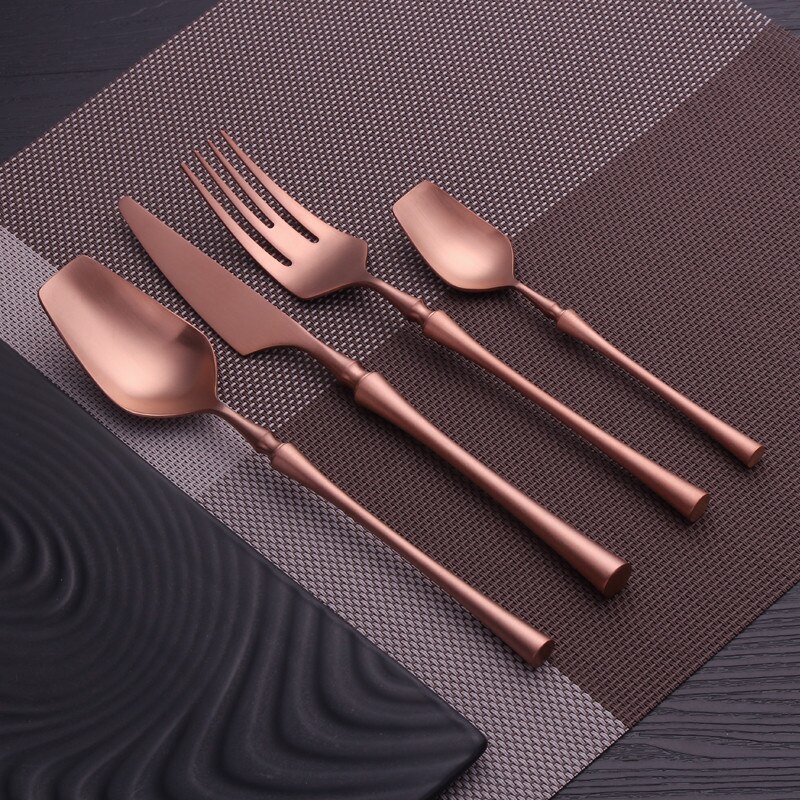 Rose Gold Tableware Forks Spoons Knives Dinnerware Set Stainless Steel Western Cutlery Set Silver Kitchen Utensils Dropshopping