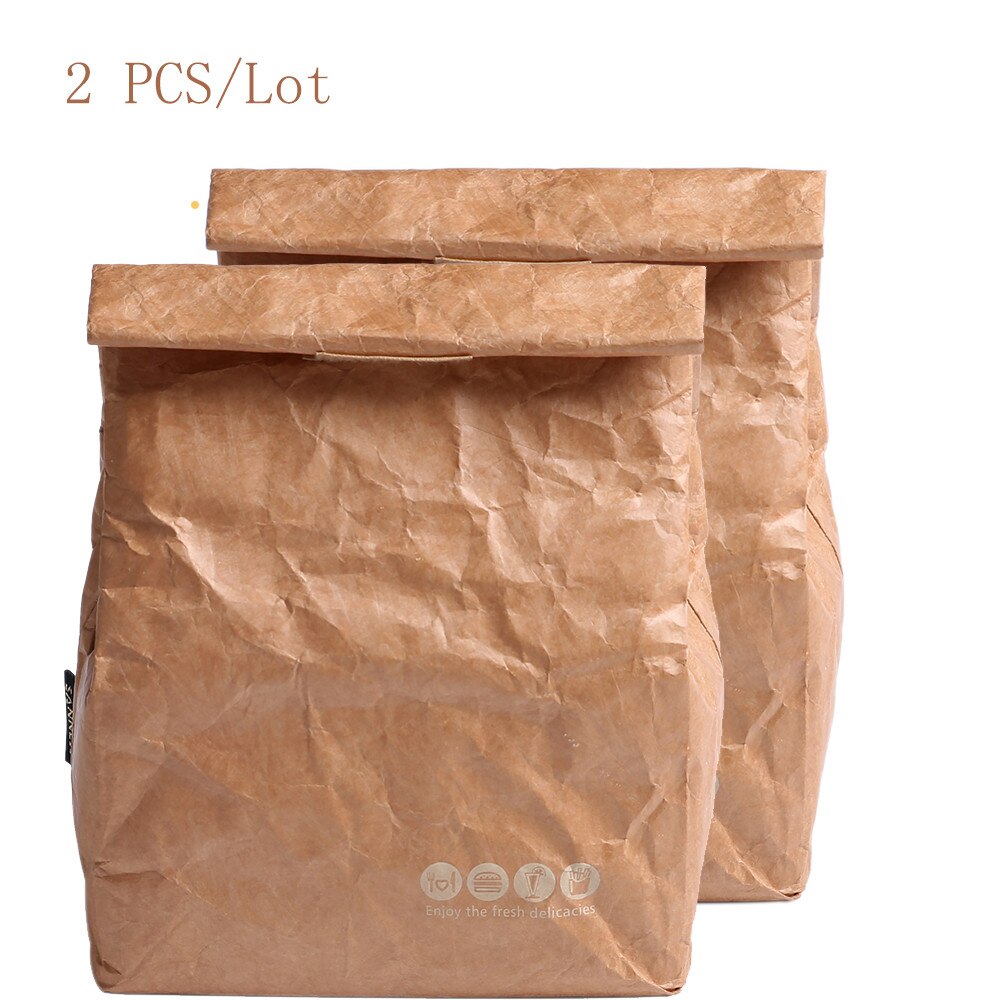 SANNE – sac en papier Kraft Tyvek, sac isotherme thermique, étanche et résistant aux déchirures, sac à déjeuner léger, Film d&#39;aluminium à l&#39;intérieur, 2 pièces/lot: Default Title