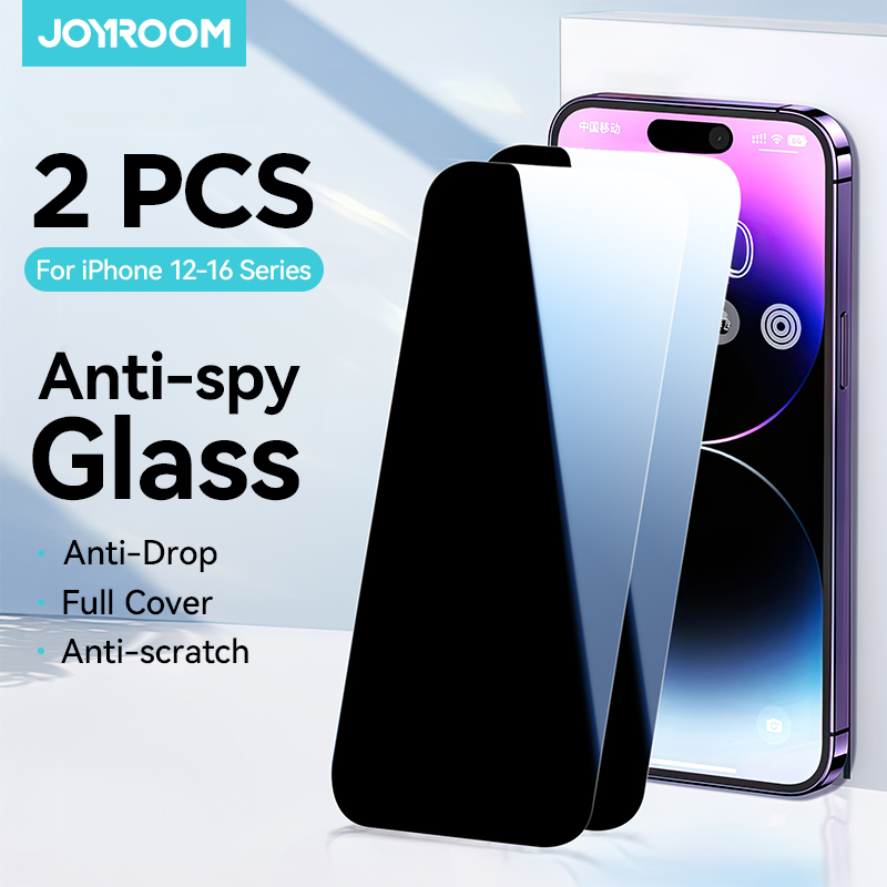Joyroom 1/2 Uds vidrio antiespía para iPhone 16 15 Pro Max vidrio para iPhone 16 15 14 13 12 Pro Max película protectora de pantalla de privacidad