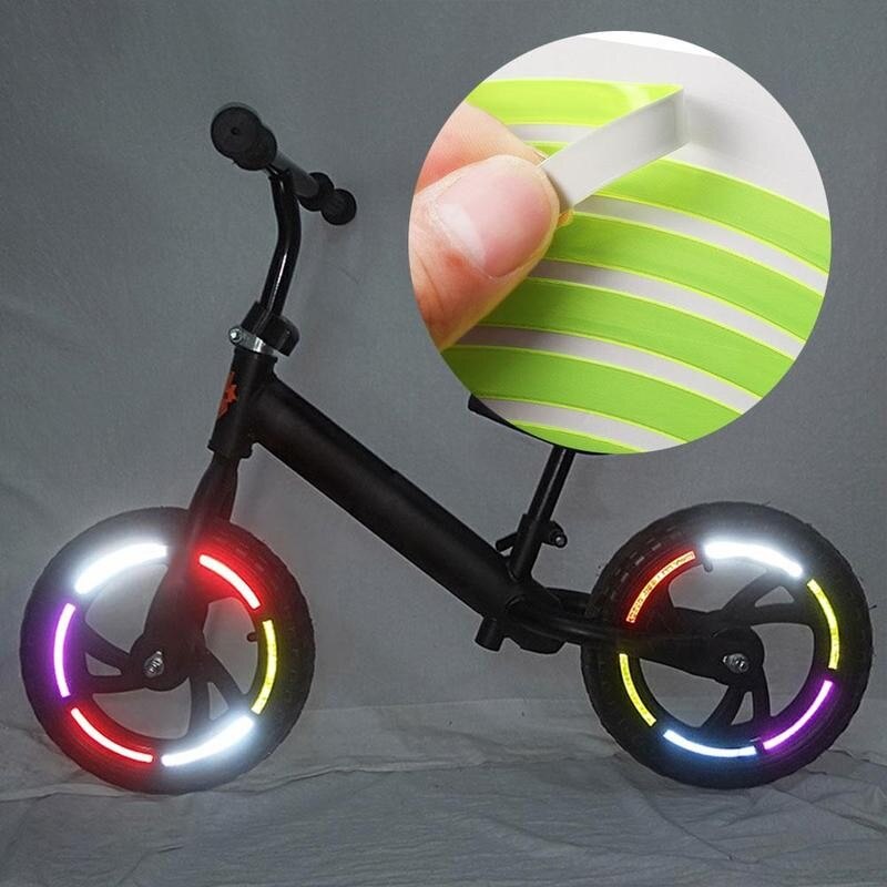 Pegatinas reflectantes para bicicleta de equilibrio para niños, calcomanías para rueda, apliques de advertencia para neumáticos, cinta de seguridad, accesorios para bicicleta, 10 Uds.