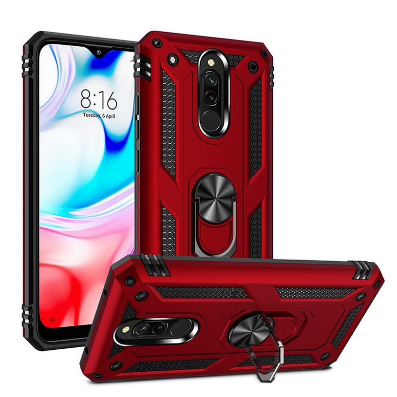 Armadura de lujo, funda A prueba de golpes para Xiaomi Redmi 8, funda híbrida de silicona para xiaomi redmi 8A redmi8, funda con anillo de Metal