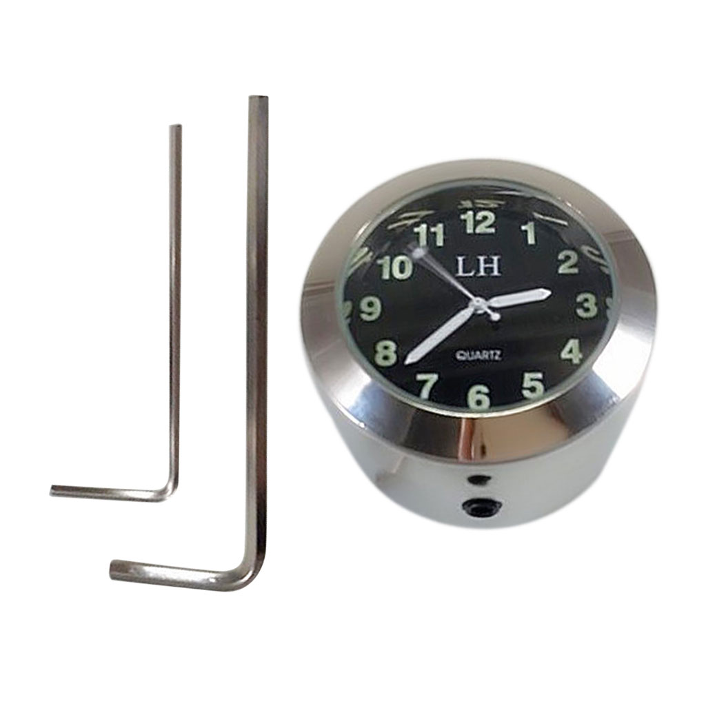 Universal Chrome Motorcycle Motorbike Black Dial Clock Round Watch