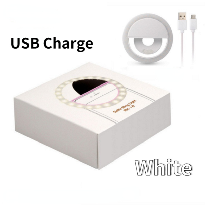 Ricarica USB LED Selfie Light Phone Fill Light Led Camera Clip-on Phone Selfie ring light video light miglioramento della lampada Selfie: white