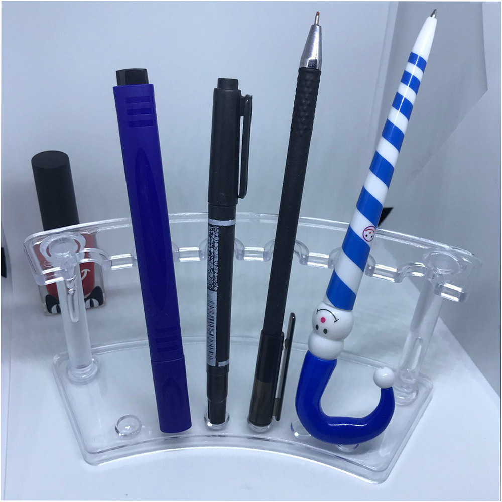 6 Slot Plastic Pen Jewelry Display Holder Stand Rack Clear White Pen Holder Office Desk stationery organizer