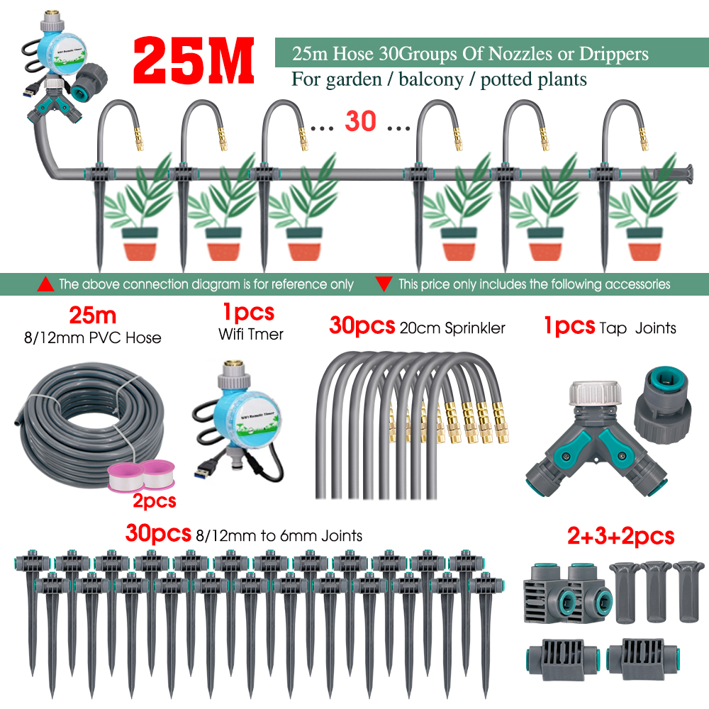 Hage 20-50cm fleksible dyser tåkespray vanningssystem for potteplanter 17.5cm- stavs sprinkler automatisk kjøle- og vanningssett