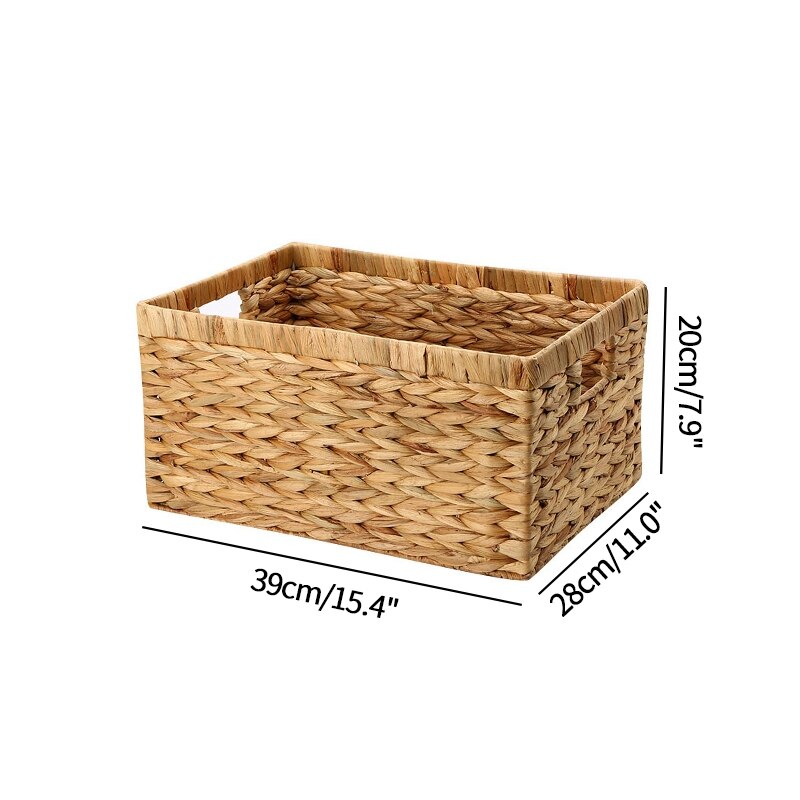 Woven Storage Baskets Laundry Basket Straw Rattan Closet Cabinet Storage Hamper Kitchen Sundries Organizer Clothes Toy Container: storage basket L