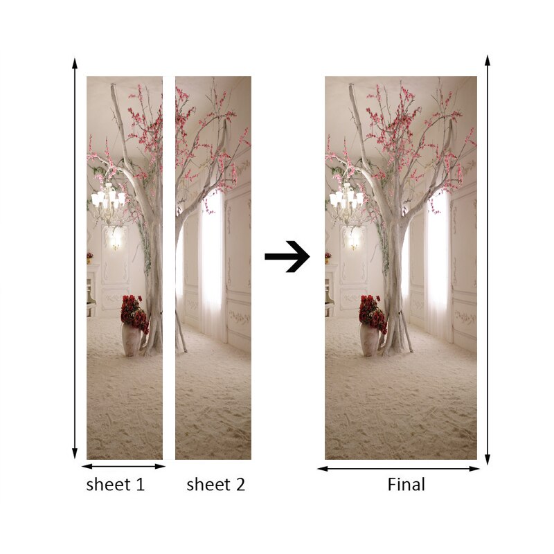 Door Sticker Mural 3D Space Tree PVC Self Adhesive Waterproof Vinyl Wallpaper For Living Room Bedroom Door Decoration