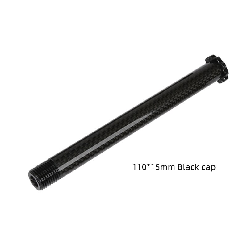 Karbon mtb navaksel gjennom aksel 12/15mm landeveissykkel foran baknav spyd hjulaksel navaksel 15 x 100 12 x 100 12 x 142 12 x 148 15 x 110: 110 x 15mm svart