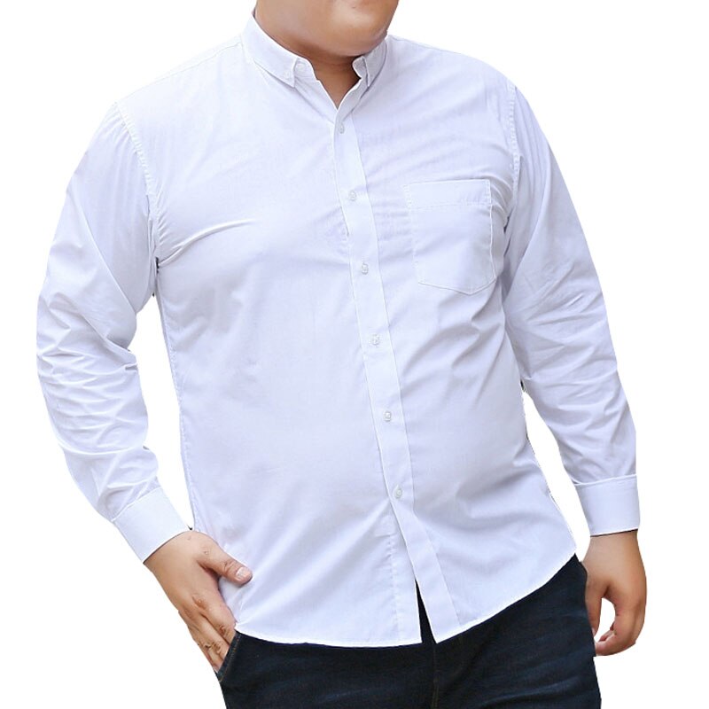 Herfst lente heren overhemd 5xl 6xl 7xl 8xl 9xl 10xl buste 165cm lange mouw plus size overhemd heren wit kleur