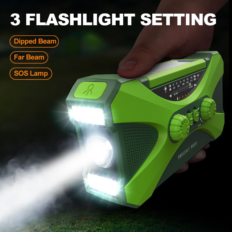 10000Mah Emergency Radio Draagbare Solar Hand Crank Radio Am/Fm/Noaa Led Zaklamp Sos Alarm Power Bank speaker Weer Radio