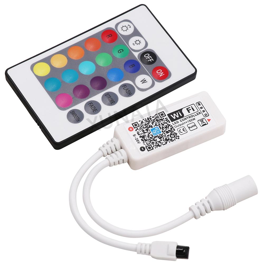 DC9-12V Mini WiFi LED RGB RGBW Controller with 24Key IR Remote Controller for 5050 RGB RGBW LED Strip Light