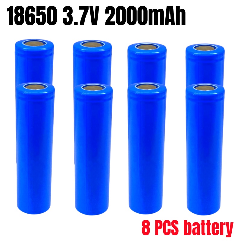 18650 3.7V 2000mAh Batería Recargable + Cargador: Gris