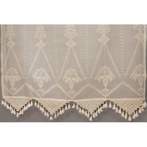 The 70x220 Size--Buldan Makrome Tulle Curtain Authentic Natural Weave Hand-Crocheted