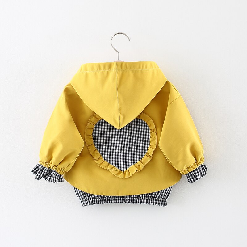 Babytøj tegneserie hjerte plaid mønster baby pige jakker frakker småbørn børn jakke outwear baseball vindtæt børnetøj