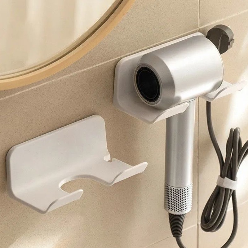 Föhn Houder Muur Badkamer Plank Zonder Boren Plastic Föhn Standaard Met Opbergdoos Toiletblazer Houder Plank