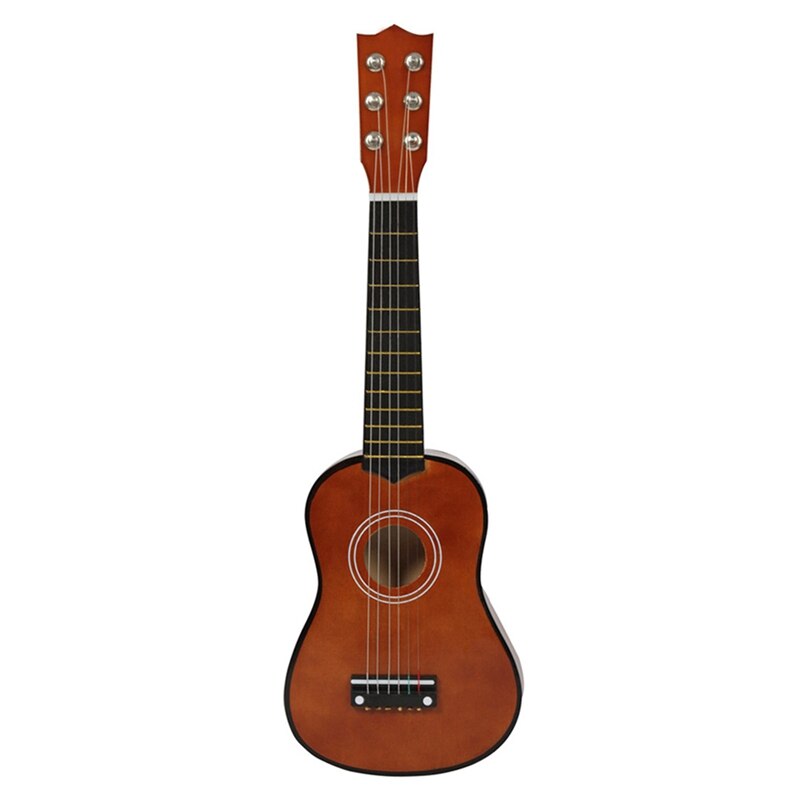 Guitarra de tilo pequeña de 21 pulgadas y 6 cuerdas con púas, instrumentos musicales de juguete para niños