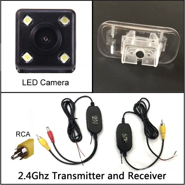 Yazh hd ccd achteruitrijcamera voor mercedes-benz a-  w245 w169 radio achteruitrijcamera, waterdichte nachtzichtcamera: Draadloos 4 led