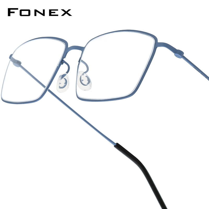 FONEX-Monture de lunettes en titane B pour hommes et femmes, de , montures rondes, poids ultraléger, Morten, lunettes coréennes sans vis: jaune clair