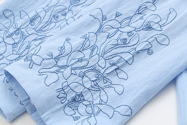 Bloemen Borduren Tops Vrouwen T-shirt Plus Size Drie Kwart Mouw O-hals Tops Xxxl 4XL KKFY5275