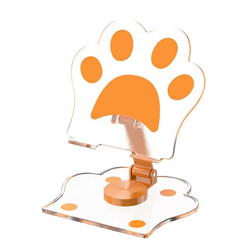 Cute Phone Stand Height Adjustable Phone Desktop Mount Acrylic Cat Claw Durable Stand For Recording Video Charger Compatible: Orange