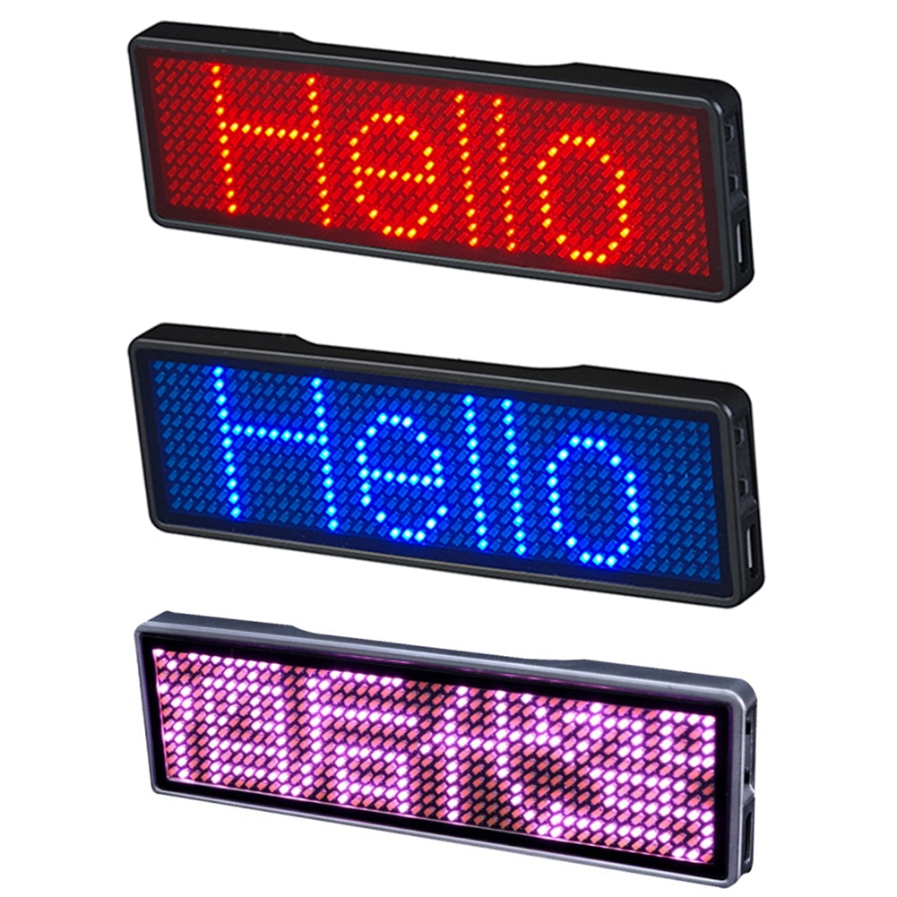 Mini LED Display LED Name Sign Tag Rechargeable Bluetooth Digital LED Badge DIY Programmable Scrolling Message Trademark