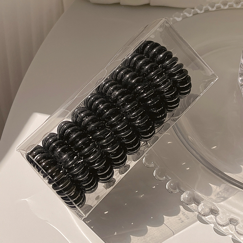 Gomas elásticas para el pelo para mujer, Niña y niño, cintas de goma transparentes en espiral, accesorios para el pelo, 9 unids/lote por caja: Verde