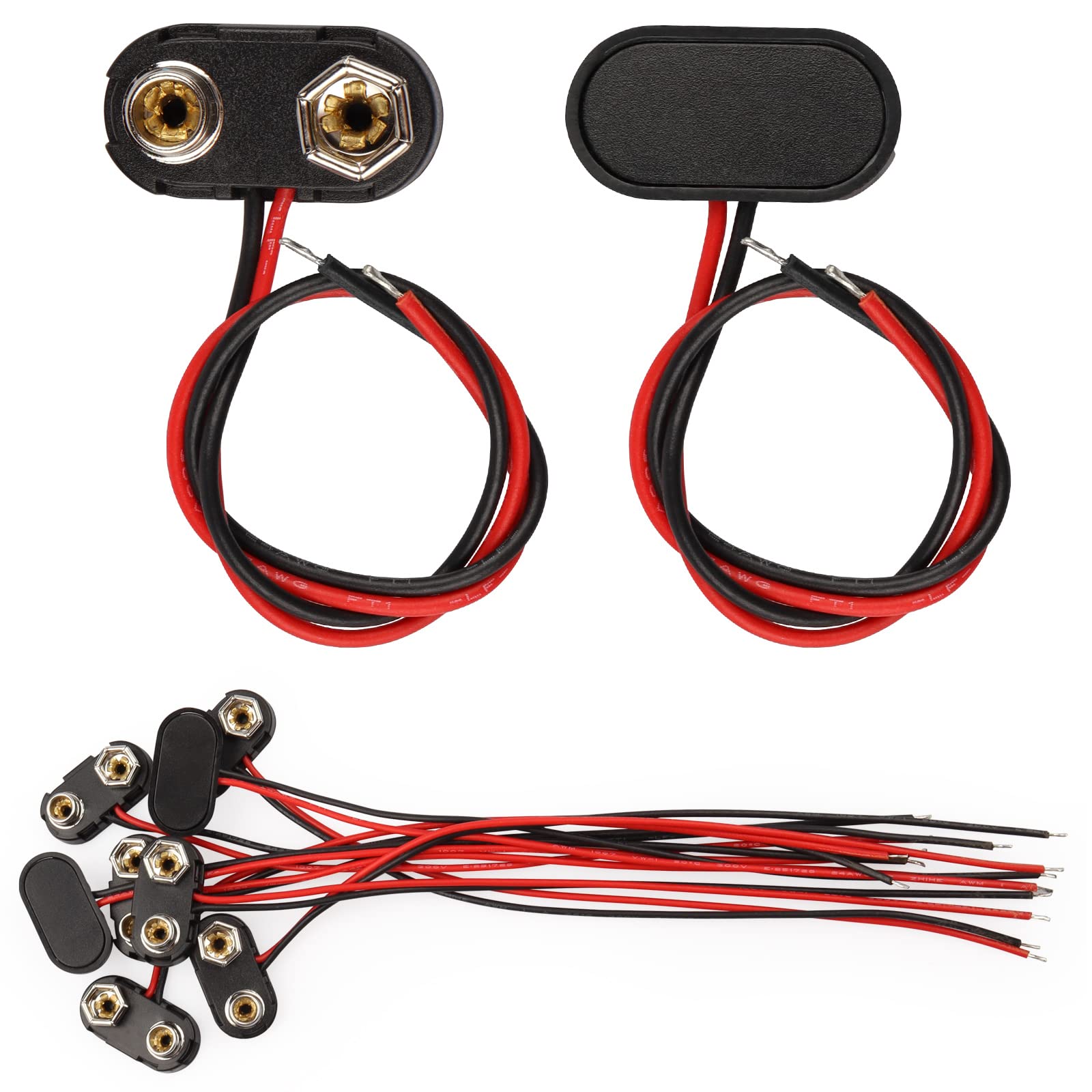 Connecteur de batterie 9V, 10 pièces, Type T, Type I, connecteur à boucle 9 volts, coque en plastique dur, câble d'alimentation de batterie, Clip de prise de cordon