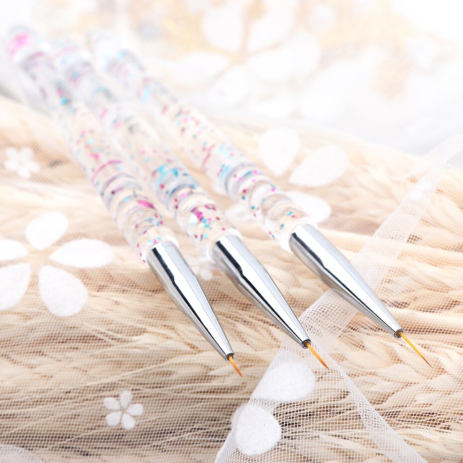 3 st akryl penslar set profession uv gel pensel penna nagellack konst prickfärg flower line verktygen för manikyr  ly1047