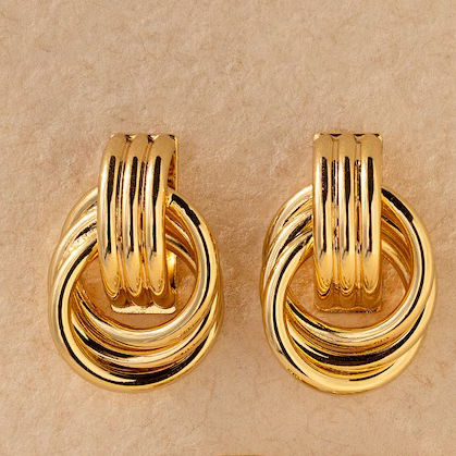 Pendientes geométricos con textura de acero inoxidable para mujer, aretes con nudo torcido chapado en oro de Metal liso, joyería Vintage llamativa: Con recubrimiento de titanio