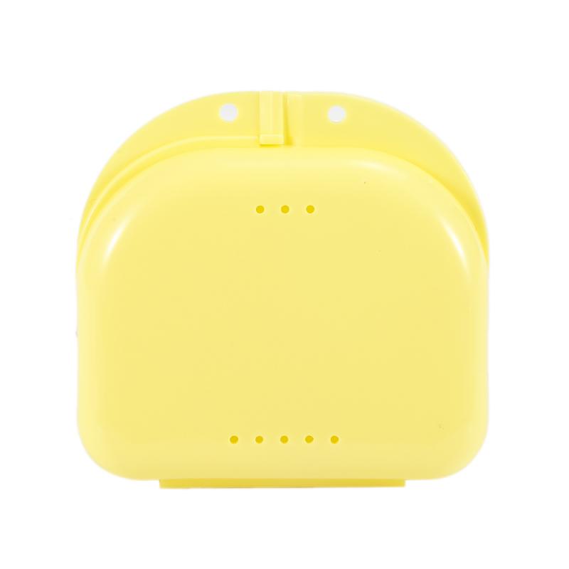1PC Denture Bath Box False Teeth Plastic Storage Box Cleaning Teeth Case Orthodontic Retainer Artificial Tooth Container: 1PC Yellow