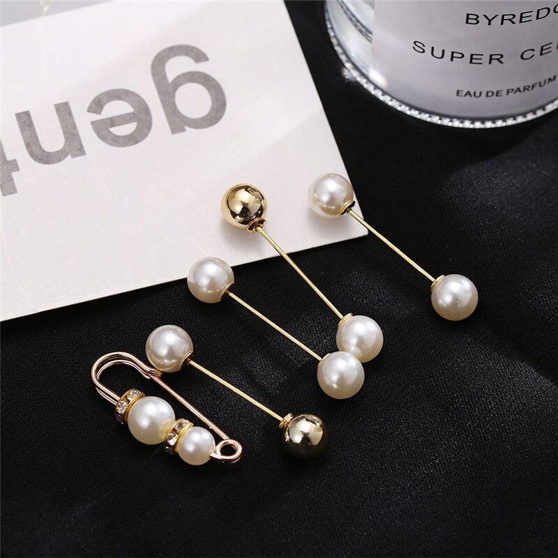 17KM-Alfileres de ropa de perlas Vintage para mujer, conjunto de broches con hebilla para vestido y pantalones, accesorios de tendencia, joyería,: CS5309209
