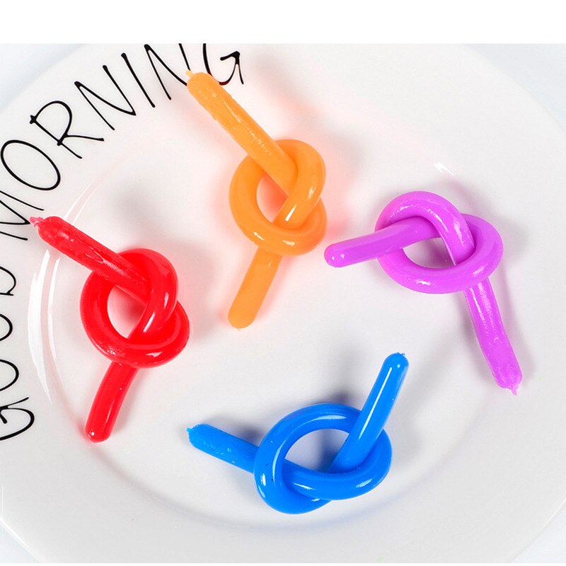 4Pcs Soft Rubber Sausage Noodle Elastic Rope Toys Stretch String Decompression Toy Stretchy Fidget Relief Stress Vent Toys