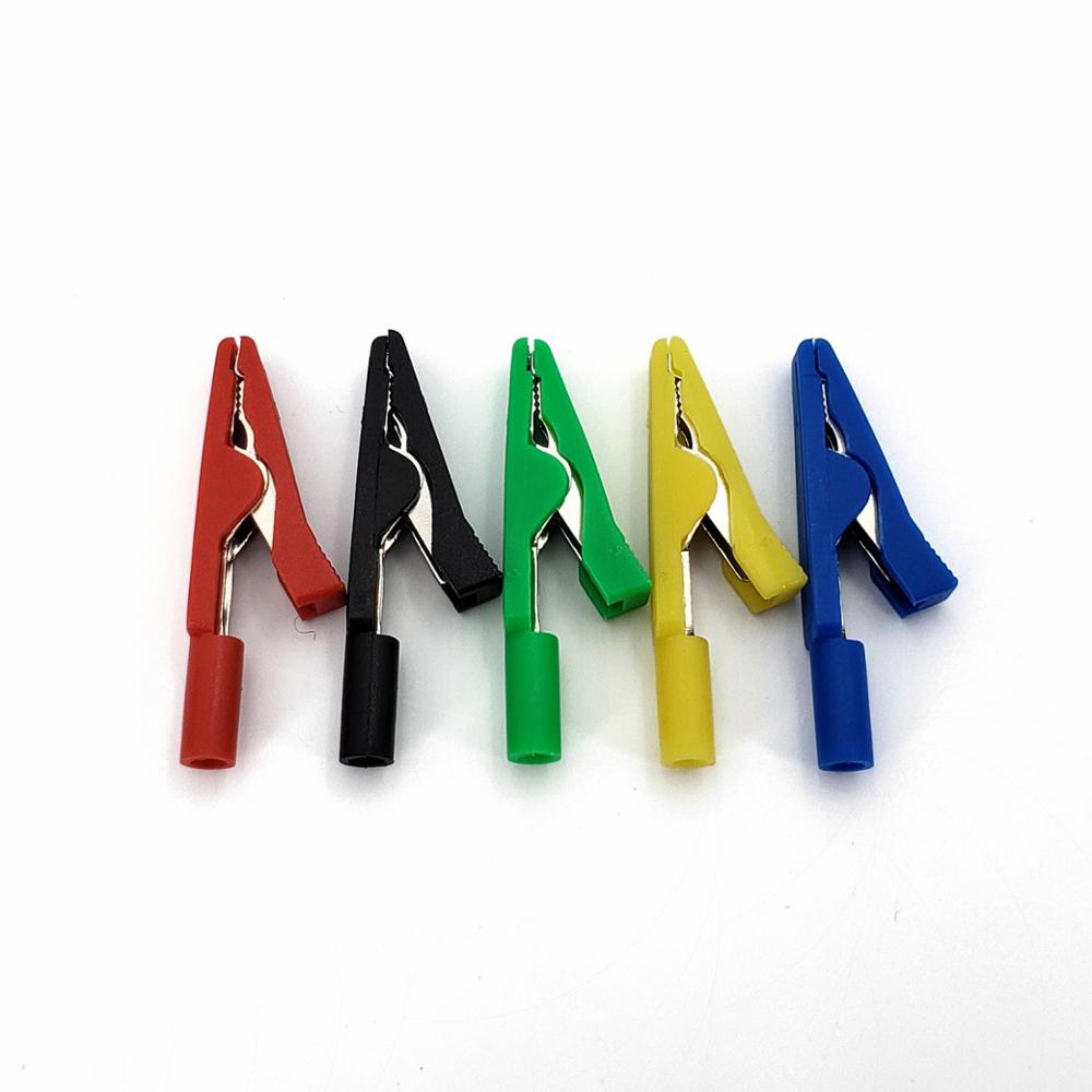 Mini pince Alligator en laiton, 10 pièces, 5 couleurs, 41mm, isolé avec prise banane de 2mm