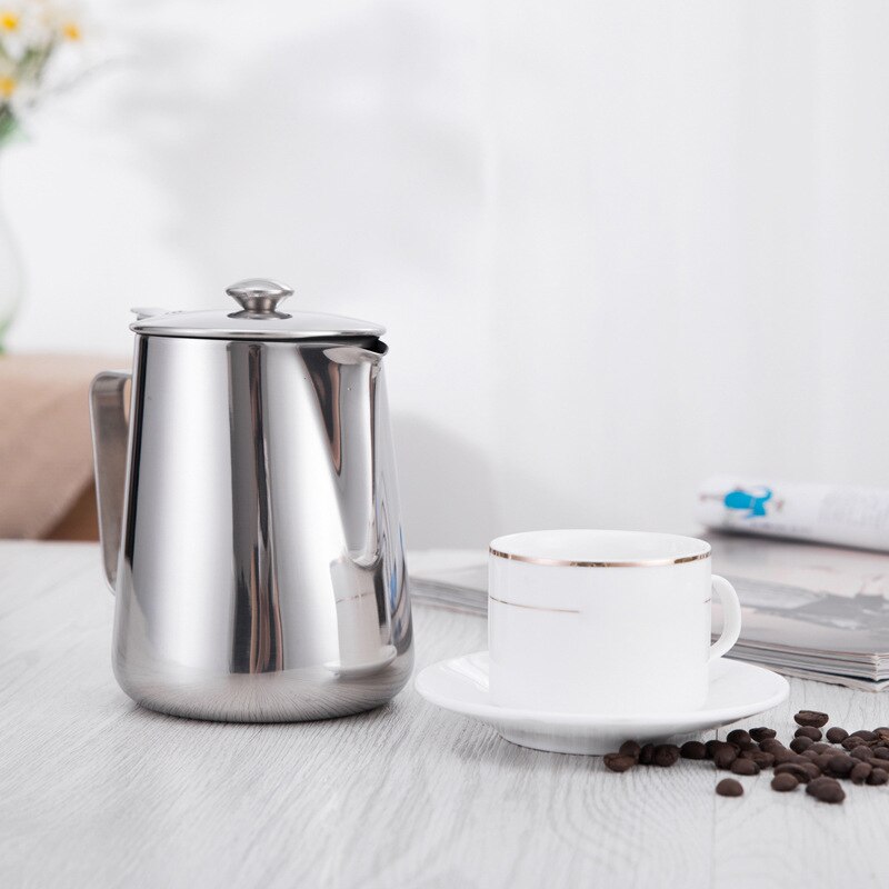 304 Stainless Steel Milk Frothing Pitcher Coffee Foam Container Milk Cup Espresso Measuring Cups 20OZ