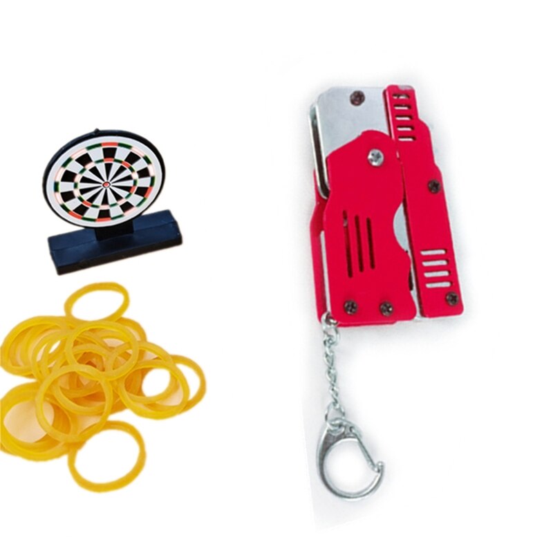 Zinc Alloy Colorful Metal Mini Can Be Folded As a Key Ring Rubber Band: Red