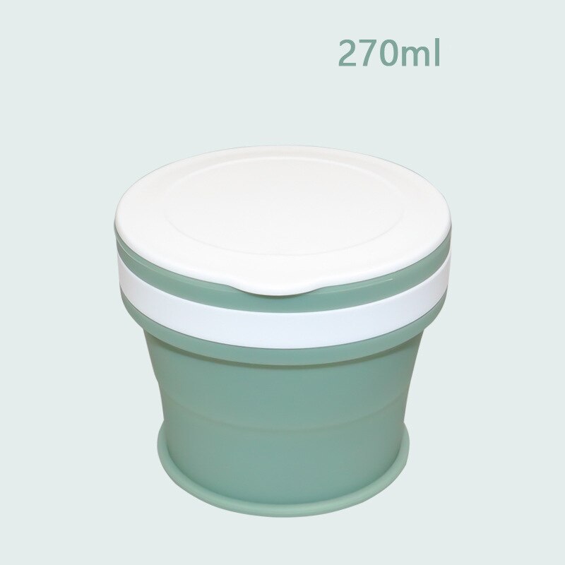 170/270/350ml Folding Silicone Draagbare Siliconen Telescopische Drinken Inklapbare koffie cup vouwen silica cup met Deksels reizen: 270ml Green