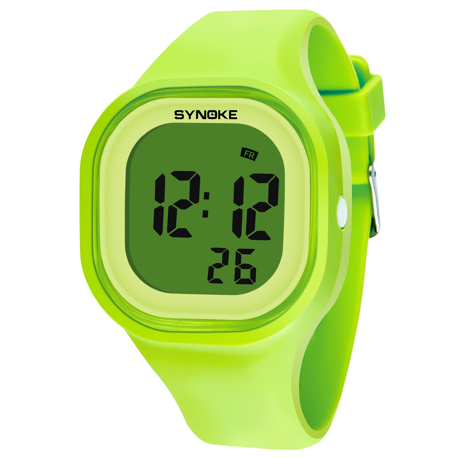 Synoke Studenten Kinderen Horloges Sport Kleurrijke Siliconen Band Digitale Horloges Wekker Led Light Kids Horloges Relgio: Green