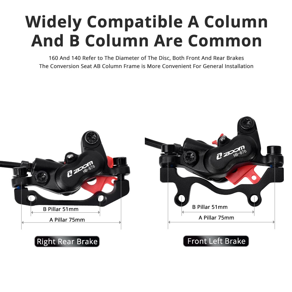 Zoom HB876 Mtb 4 Zuiger Hydraulische Schijfrem 800Mm/1400Mm Mountainbike Olie Druk Rem Met Hars remblokken