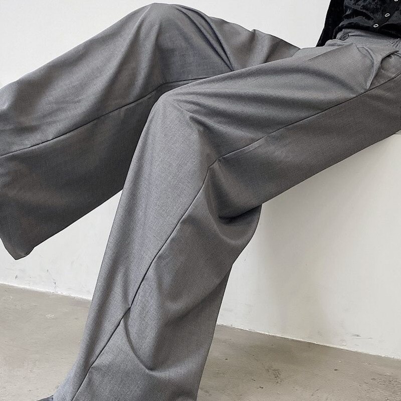 Pantalones de traje coreanos, para hombre, Color sólido, para negocios y sociedad, ropa de calle, Pantalones anchos salvajes, pantalón para hombre