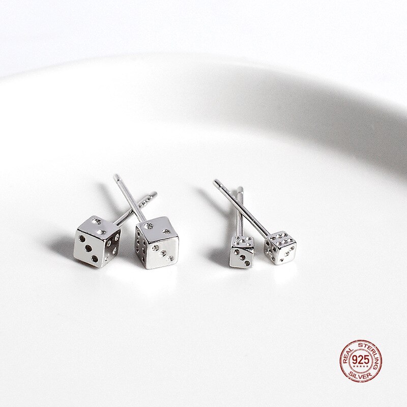 Lko ohrstecker aus sterlingsilber in würfelform 925 100%  -teilig, geometrisches Entwurf, süßes mädchen-ohrring-accessoire.