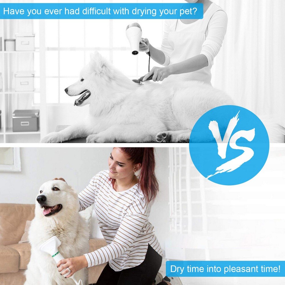 2- i -1 hårfön för hundar med kamvårdsfläkt med justerbara temperaturinställningar för små och medelstora katter hund låg ljudnivå