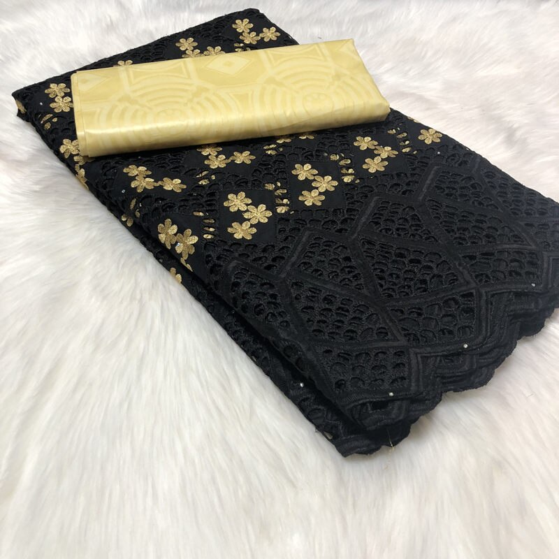 Bazin africain, tissu en brocart Riche, 5yards/lot de mélanges brodés, coton et dentelle de suisse, tissu en dentelle Damask Shadda guinée brocart: 8