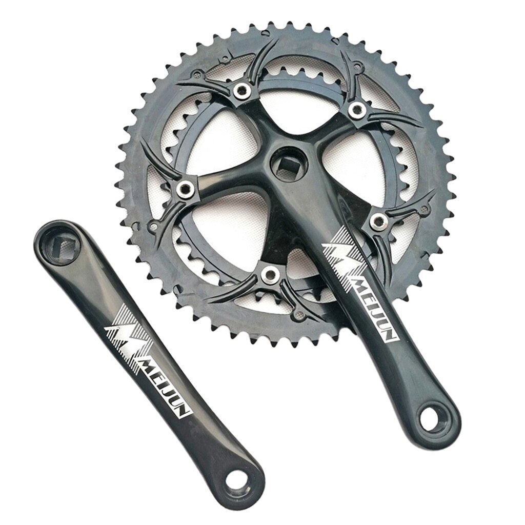 Alloy Crankset with Double Chainring High-Strength Steel 130BCD 170mm Crankarms