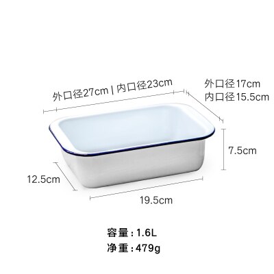 Japanese porcelain enamel classic blue edge bread plate rectangular household thicken baking tray ovenware comal fruit plate: Default Title