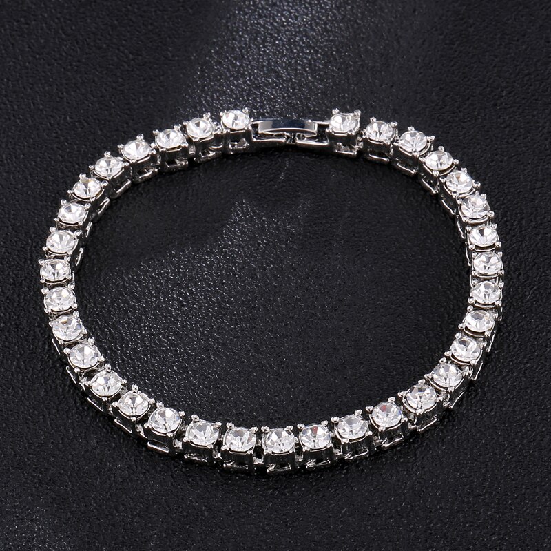 1 Row CZ Bling Iced Out Rhinestone Cubic Zirconia Bracelet Tennis Chain Bracelets For Women Men Jewelry Link Chain Gold