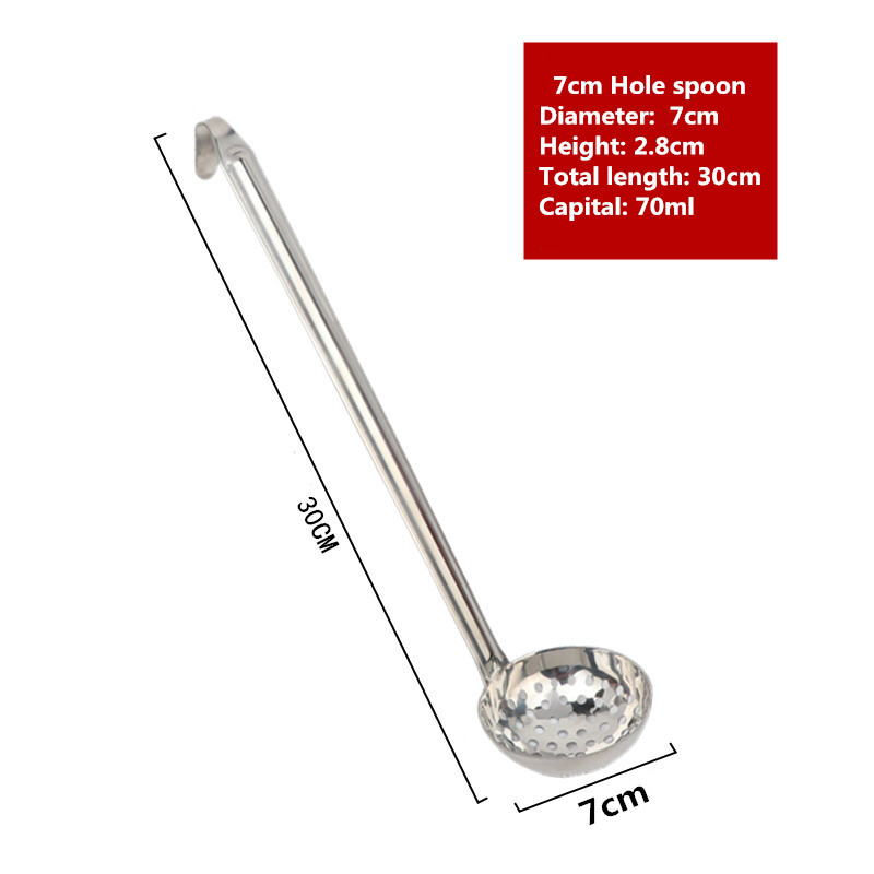 Louche à Long manche en acier inoxydable, cuillère de service, grande cuillère à soupe ronde Buffet, ustensiles de cuisine créatifs, vaisselle: 7cm hole spoon