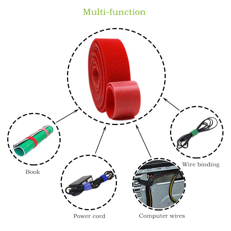 3 M Reusable Nylon Adhesive Fastener Tape Back to Back Power Wire Hooks Loops Fasteners Cable Ties Curtain Straps Magic Tape