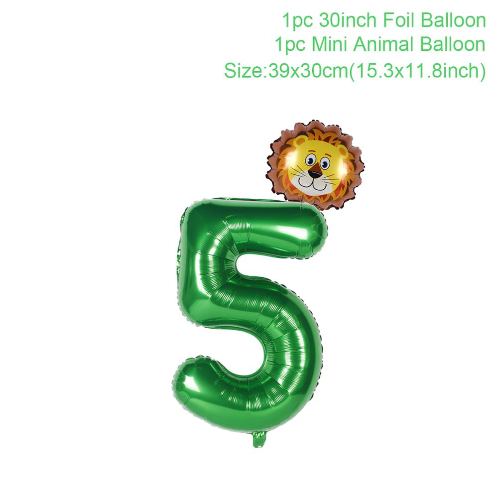Woodland Animals Balloons Foil Ballon Zebra Lion Balloon Happy Birthday Party Decor Kids Safari Jungle Party Grenn Forest Balon: Gray